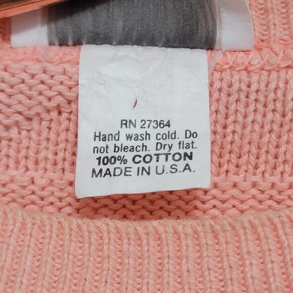 VTG Coral Pink Sweater Shirt 80s Geometric Knit Alicia Small - Picture 6 of 6